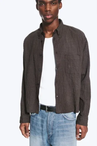 Boxy Structured Shirt – Checked Dark Brown Boxy Structured Shirt – Checked Dark Brown