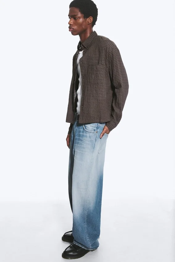 Boxy Structured Shirt – Checked Dark Brown Boxy Structured Shirt – Checked Dark Brown