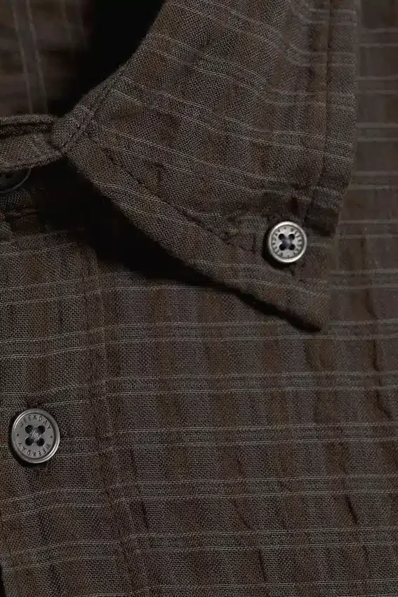 Boxy Structured Shirt – Checked Dark Brown Boxy Structured Shirt – Checked Dark Brown