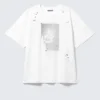 Boxy Studded Graphic T-Shirt – White – Gothic Face Print Boxy Studded Graphic T-Shirt – White – Gothic Face Print