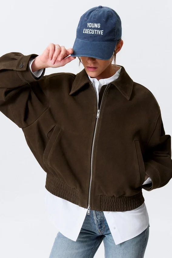 Boxy Suede Zip Jacket – Dark Brown Boxy Suede Zip Jacket – Dark Brown