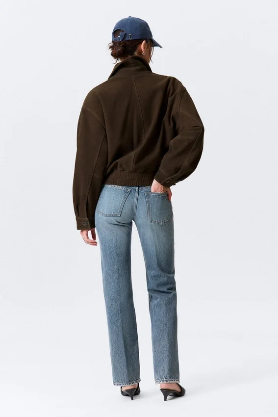 Boxy Suede Zip Jacket – Dark Brown Boxy Suede Zip Jacket – Dark Brown
