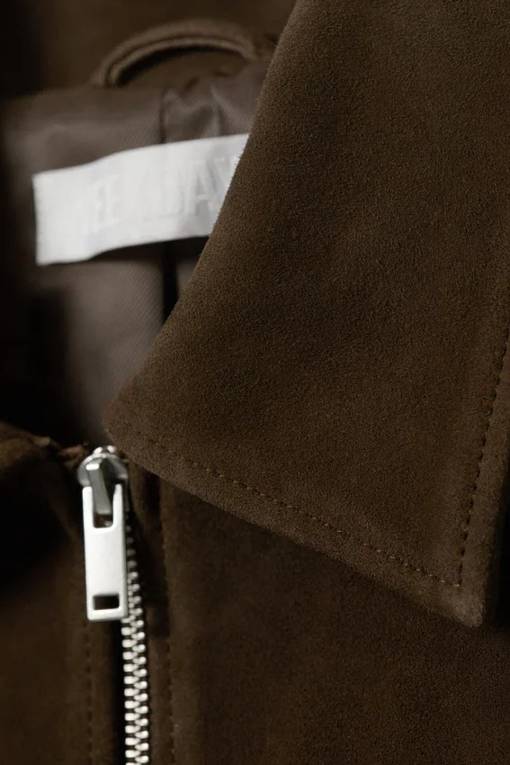 Boxy Suede Zip Jacket – Dark Brown Boxy Suede Zip Jacket – Dark Brown