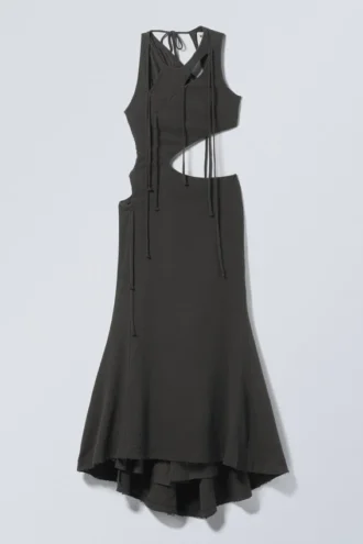 Braided Cut-Out Maxi Dress – Dark Grey
