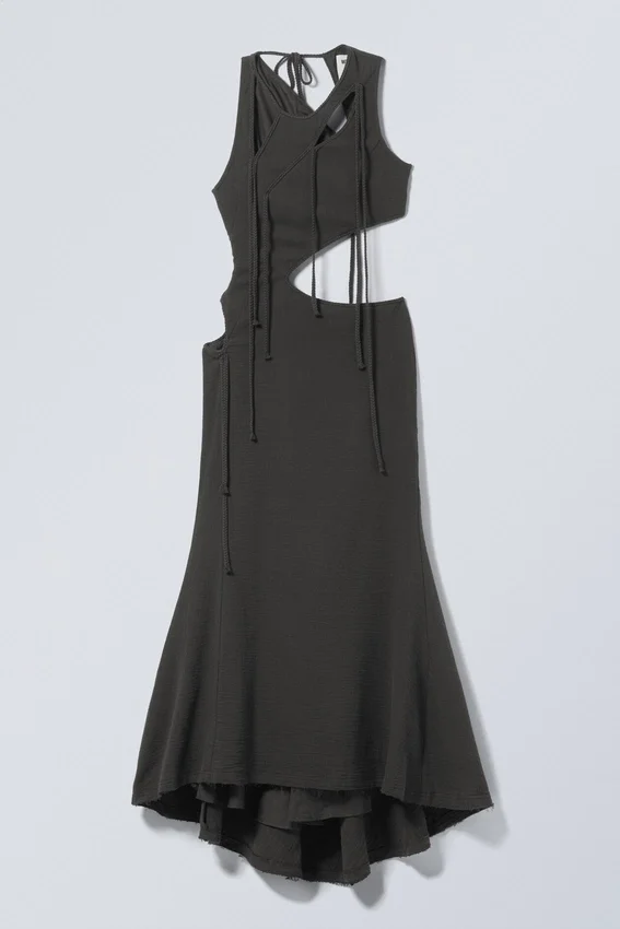 Braided Cut-Out Maxi Dress – Dark Grey Braided Cut-Out Maxi Dress – Dark Grey