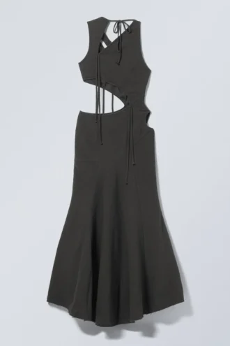 Braided Cut-Out Maxi Dress – Dark Grey