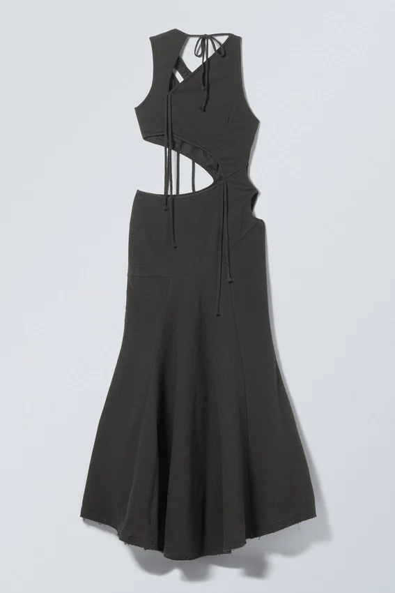 Braided Cut-Out Maxi Dress – Dark Grey Braided Cut-Out Maxi Dress – Dark Grey