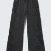 Broderie Anglaise Loose Fit Trousers – Dark Grey