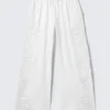 Broderie Anglaise Loose Fit Trousers – White