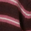 Brushed Knit Buttoned Cardigan – Dark Red & Pink Stripes Brushed Knit Buttoned Cardigan – Dark Red & Pink Stripes