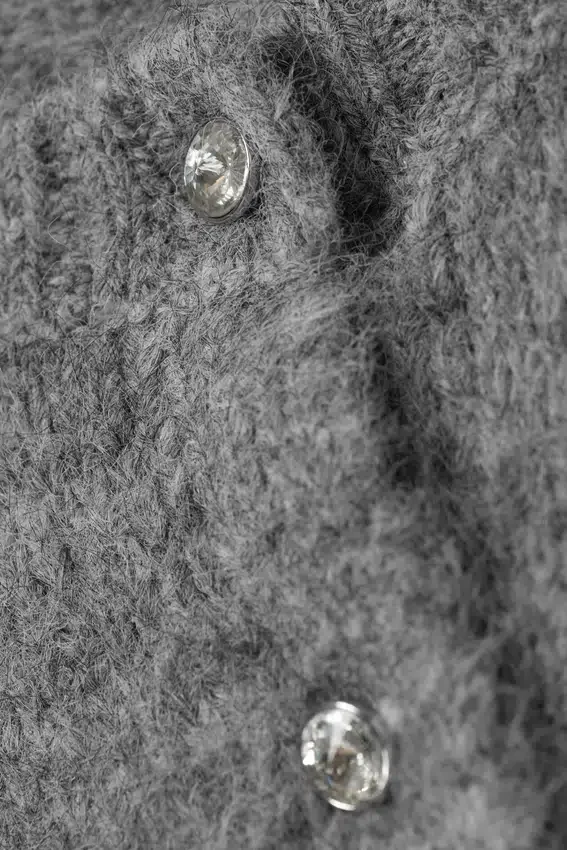 Brushed Knit Buttoned Cardigan – Grey Melange Brushed Knit Buttoned Cardigan – Grey Melange