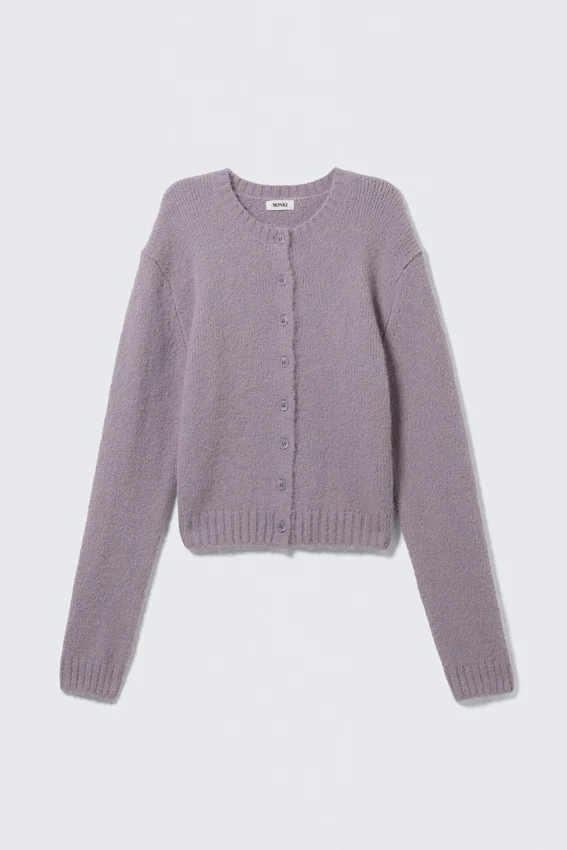 Brushed Knit Buttoned Cardigan – Lilac Brushed Knit Buttoned Cardigan – Lilac