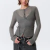 Buttoned Wrap-Effect Wool-Blend Cardigan – Grey Buttoned Wrap-Effect Wool-Blend Cardigan – Grey