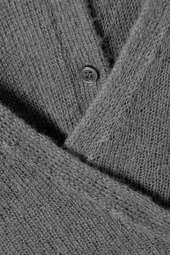 Buttoned Wrap-Effect Wool-Blend Cardigan – Grey Buttoned Wrap-Effect Wool-Blend Cardigan – Grey