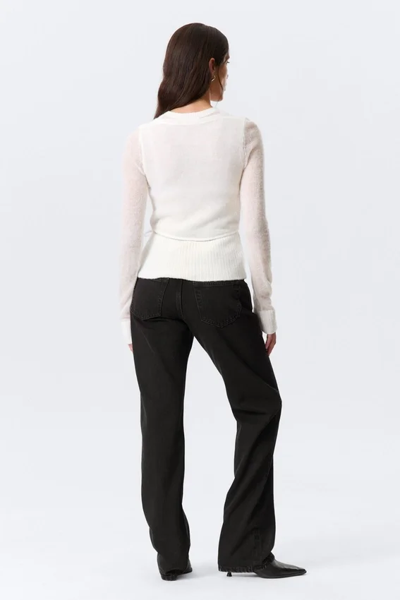 Buttoned Wrap-Effect Wool-Blend Cardigan – White Buttoned Wrap-Effect Wool-Blend Cardigan – White