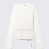 Buttoned Wrap-Effect Wool-Blend Cardigan – White Buttoned Wrap-Effect Wool-Blend Cardigan – White
