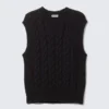 Cable Knit Cotton Vest – Black Cable Knit Cotton Vest – Black
