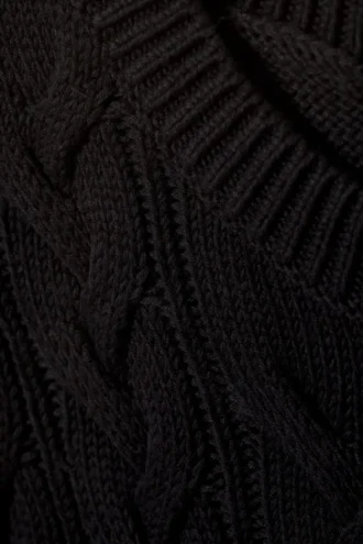 Cable Knit Cotton Vest – Black
