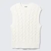 Cable Knit Cotton Vest – White Cable Knit Cotton Vest – White
