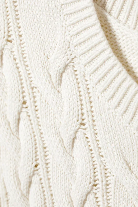 Cable Knit Cotton Vest – White Cable Knit Cotton Vest – White