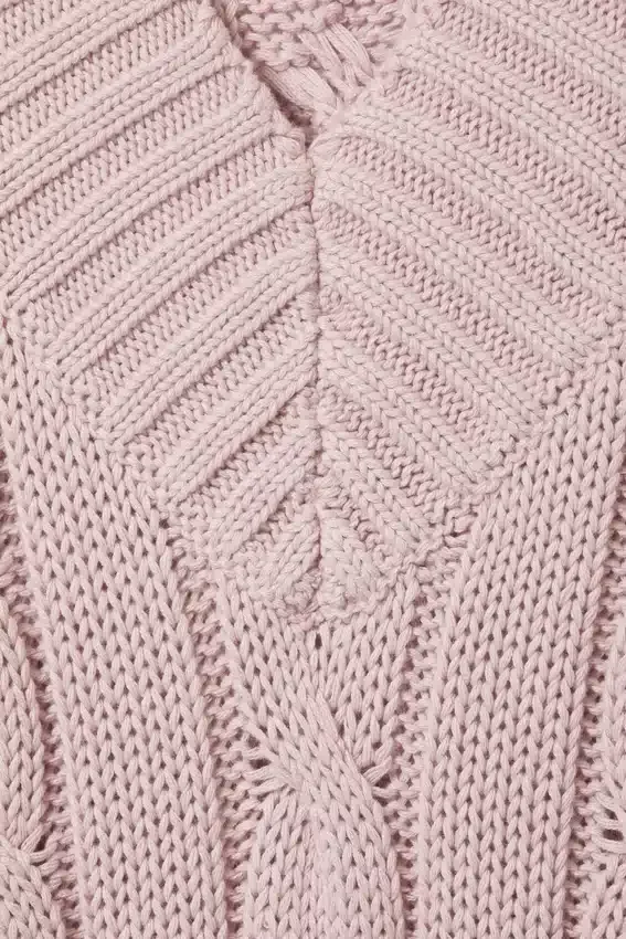 Cable Knit V-Neck Sweater – Dusty Pink Cable Knit V-Neck Sweater – Dusty Pink