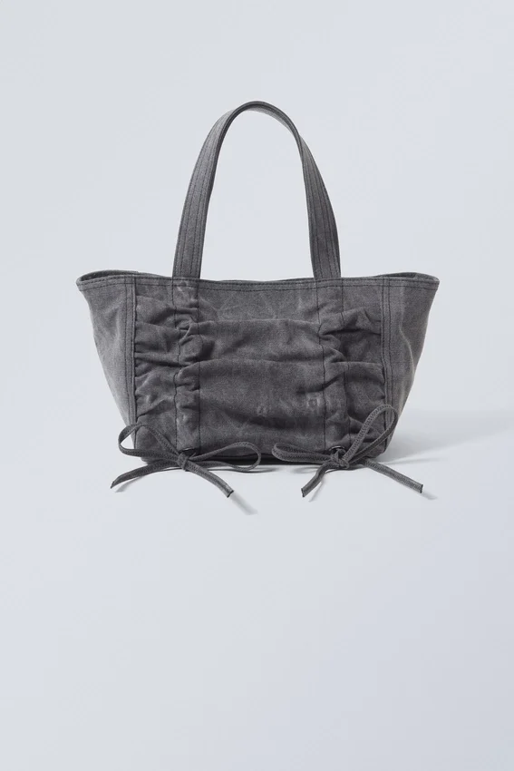 Canvas Bow Bag – Washed Grey Canvas Bow Bag – Washed Grey