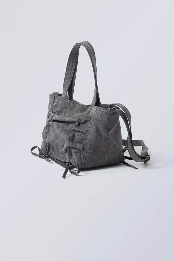 Canvas Bow Bag – Washed Grey Canvas Bow Bag – Washed Grey