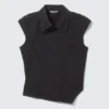 Cap-Sleeved Asymmetric Ripstop Top – Black Cap-Sleeved Asymmetric Ripstop Top – Black