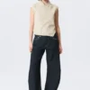 Cap-Sleeved Asymmetric Ripstop Top – Light Beige Cap-Sleeved Asymmetric Ripstop Top – Light Beige