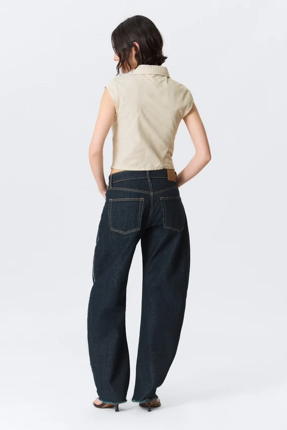 Cap-Sleeved Asymmetric Ripstop Top – Light Beige Cap-Sleeved Asymmetric Ripstop Top – Light Beige