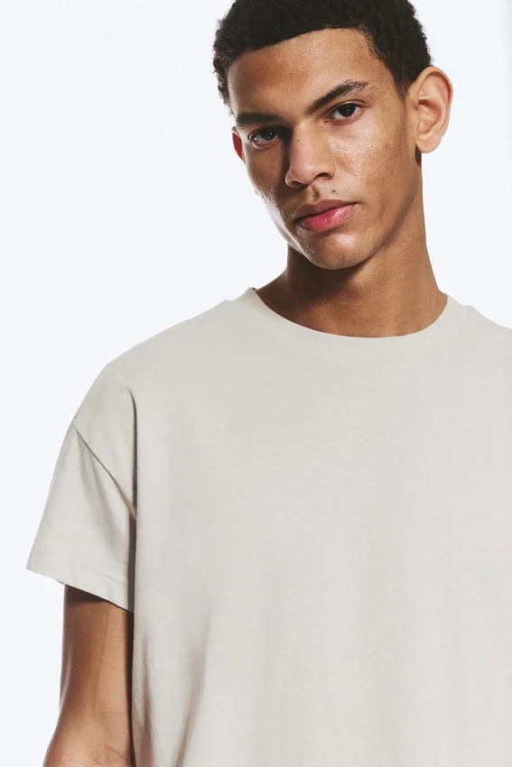 Cap-Sleeved Boxy Cotton T-Shirt – Light Dusty Mole Cap-Sleeved Boxy Cotton T-Shirt – Light Dusty Mole