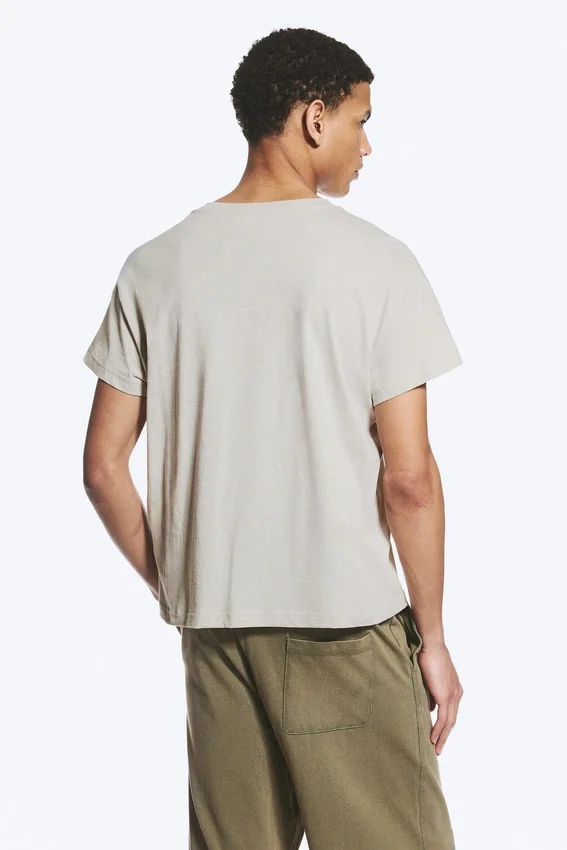 Cap-Sleeved Boxy Cotton T-Shirt – Light Dusty Mole Cap-Sleeved Boxy Cotton T-Shirt – Light Dusty Mole