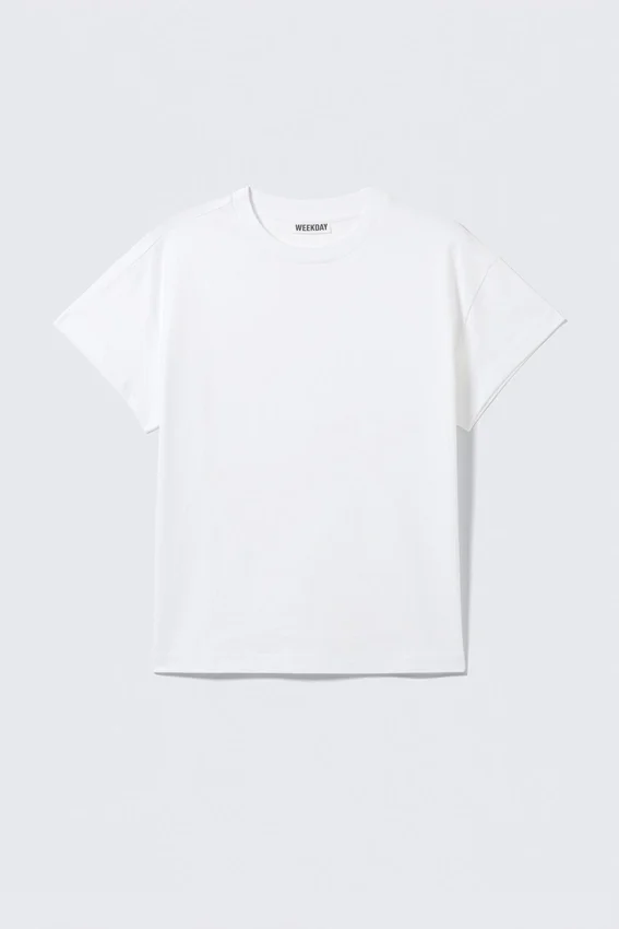Cap-Sleeved Boxy Cotton T-Shirt – White Cap-Sleeved Boxy Cotton T-Shirt – White