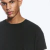 Cap-Sleeved Boxy Cotton T-Shirt – Worn Black Cap-Sleeved Boxy Cotton T-Shirt – Worn Black