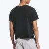 Cap-Sleeved Boxy Cotton T-Shirt – Worn Black Cap-Sleeved Boxy Cotton T-Shirt – Worn Black