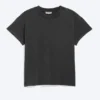 Cap-Sleeved Boxy Cotton T-Shirt – Worn Black Cap-Sleeved Boxy Cotton T-Shirt – Worn Black