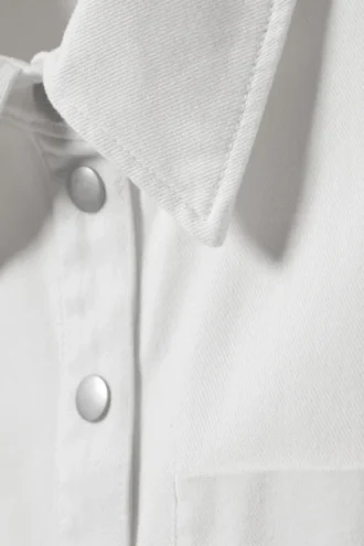 Cap-Sleeved Cotton Twill Shirt – White