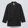 Carla Oversized Wool Blend Jacket – Black Carla Oversized Wool Blend Jacket – Black