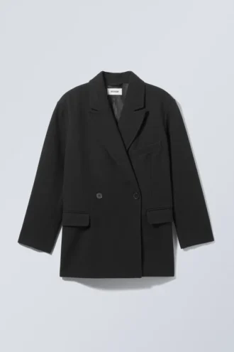 Carla Oversized Wool Blend Jacket – Black