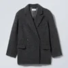 Carla Oversized Wool Blend Jacket – Grey Herringbone Carla Oversized Wool Blend Jacket – Grey Herringbone