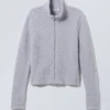 Carla Zip Hairy Cardigan – Dusty Lilac Carla Zip Hairy Cardigan – Dusty Lilac