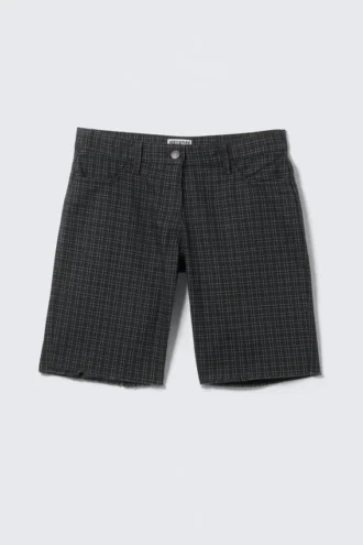 Checked Knee-Length Cotton Twill Shorts – Checked Dark Grey Checked Knee-Length Cotton Twill Shorts – Checked Dark Grey