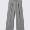 Checked Loose Cotton Trousers – Black & White Check Checked Loose Cotton Trousers – Black & White Check