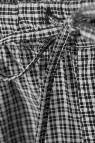 Checked Loose Cotton Trousers – Black & White Check