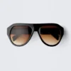Chunky Aviator Unisex Sunglasses – Black – Brown Lenses Chunky Aviator Unisex Sunglasses – Black – Brown Lenses