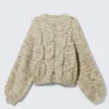 Chunky Cable-Knitted Sweater – Dusty Yellow Melange Chunky Cable-Knitted Sweater – Dusty Yellow Melange