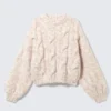 Chunky Cable-Knitted Sweater – Light Pink Melange Chunky Cable-Knitted Sweater – Light Pink Melange