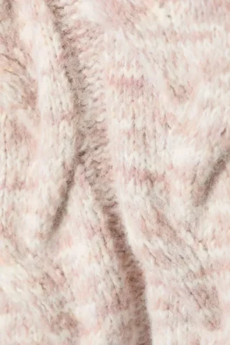 Chunky Cable-Knitted Sweater – Light Pink Melange