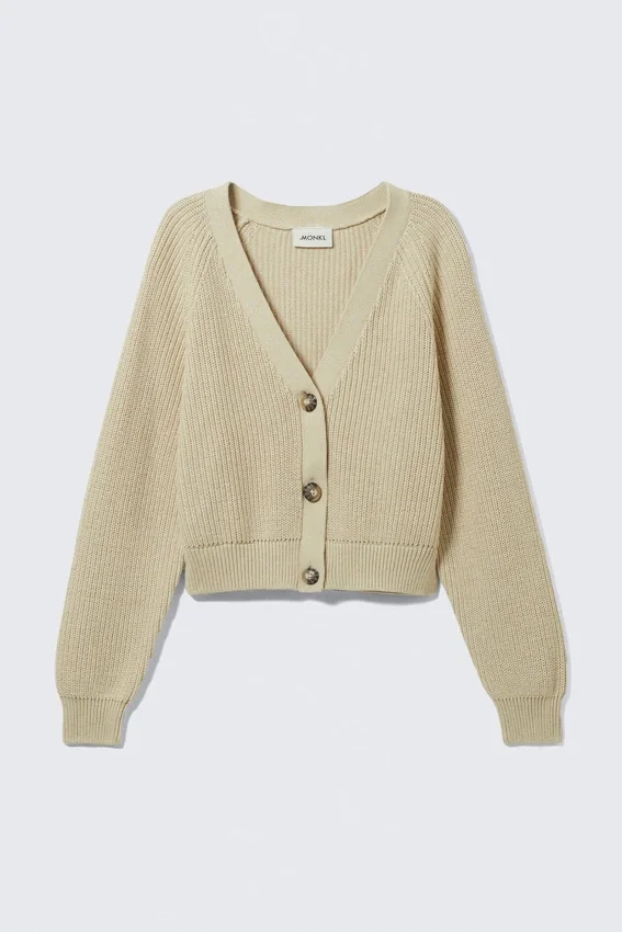 Chunky Cropped Cardigan – Beige Chunky Cropped Cardigan – Beige