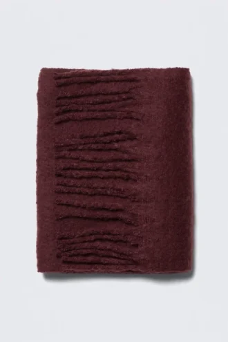 Chunky Fringed Scarf – Burgundy